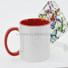 Sunmeta 11oz sublimación interior y manejar taza de color rojo